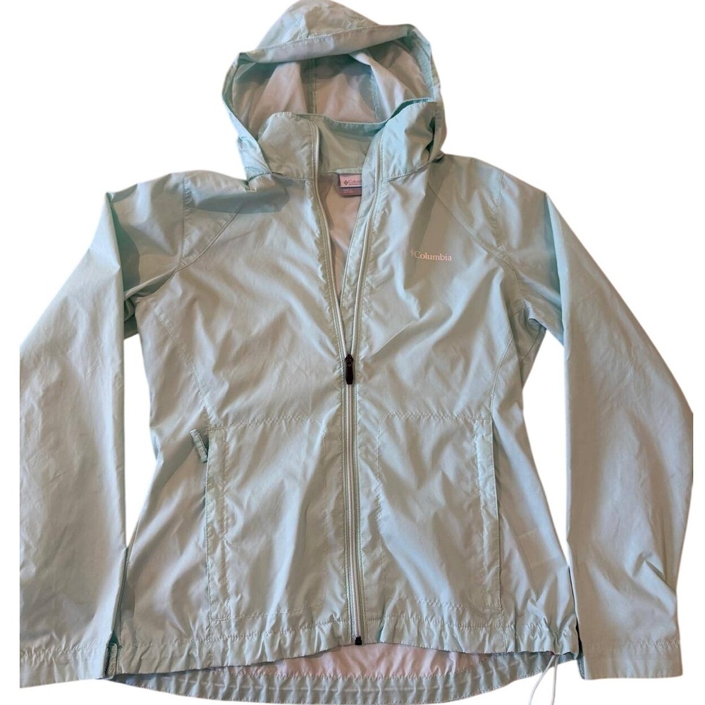 Columbia Women's Lightweight Hooded Windbreaker Jacket Mint Green Size Medium
